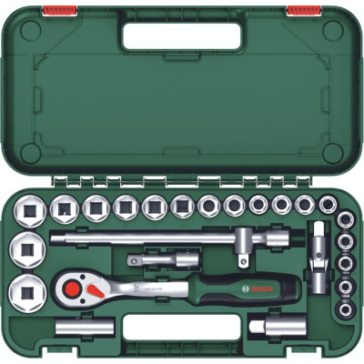 Набір інструментів Bosch торцевих 1/2&quot;, 25 шт, з тріскачкою (1.600.A02.Z9F)