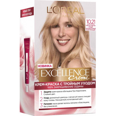 Фарба для волосся L&#039;Oreal Paris Excellence 10.21 Світло-світло русявий перламутровий (3600523781225)