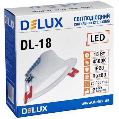 Світильник Delux DL-18 4500К 18Вт 1440лм 230В D165мм (90018637)