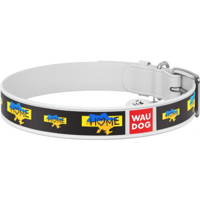Нашийник для тварин WAUDOG Design з QR паспортом &quot;Дім&quot; L Ш 25 мм Д 38-49 см (білий) (3605-0230-15)