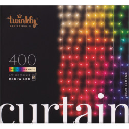 Гірлянда Twinkly Smart LED Curtain RGBW 400, Gen II, IP44, 1.45 х 2.1м, прозорий (TWW400SPP-TEU)