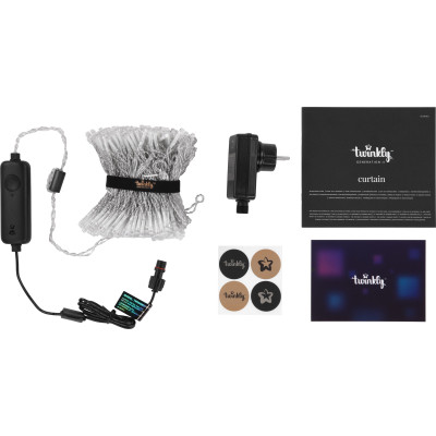 Гірлянда Twinkly Smart LED Curtain RGBW 400, Gen II, IP44, 1.45 х 2.1м, прозорий (TWW400SPP-TEU)