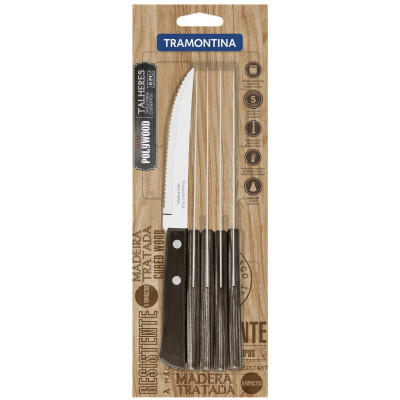 Столовий ніж Tramontina Polywood для стейка 6 шт Горіх (21100/695)