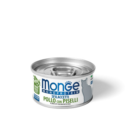 Консерви для котів Monge Cat Monoprotein м&#039;ясні пластівці з курки та горошком 80 г (8009470007184)