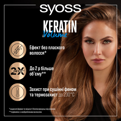 Спрей для волосся Syoss Keratin &amp; Volume Захист при сушінні феном 200 мл (9000101712681)