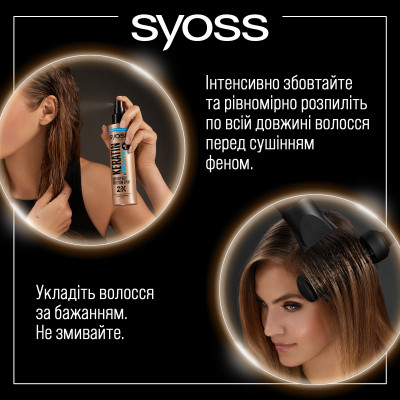 Спрей для волосся Syoss Keratin &amp; Volume Захист при сушінні феном 200 мл (9000101712681)
