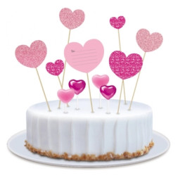 Свічка Maxi 4 шт. 7 топерів з паперовими серцями на торт (MX382)