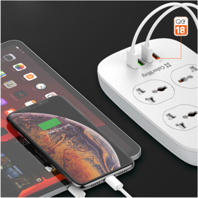 Мережевий фільтр живлення ColorWay 4 розетки/4USB White 1.8м (1QC3.0 + 3 AUTO ID) (CW-CHU44QW)