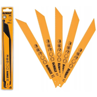 Полотно DeWALT для шабельних пилок, по металу, швидкий пропил, 203 мм, 14 TPI, 5 шт (DT2353)