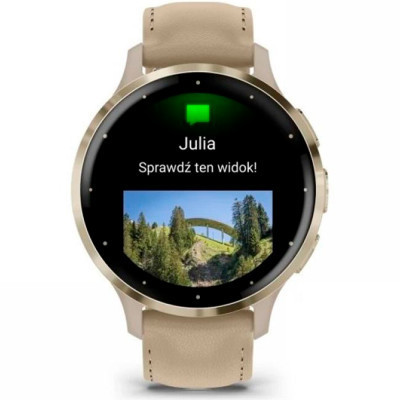Смарт-годинник Garmin Venu 3S, Fr. Gray + Soft Gold, Leather, GPS (010-02785-55)