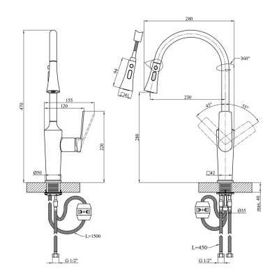 Змішувач Kroner KRP Makon-GRP030-T