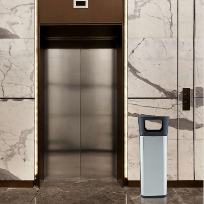 Контейнер для сміття JAH квадратный з попільничкою Срібний металік 25 л (6331)