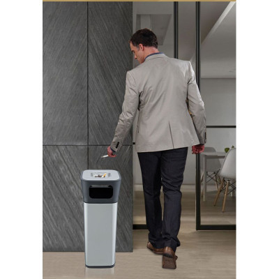 Контейнер для сміття JAH квадратный з попільничкою Срібний металік 25 л (6331)