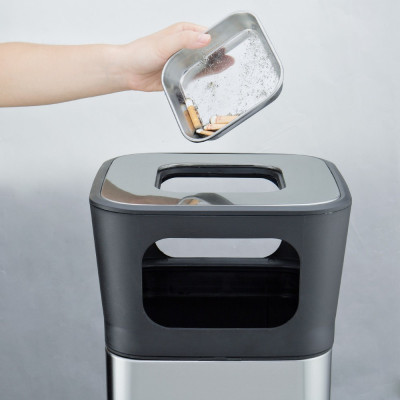 Контейнер для сміття JAH квадратный з попільничкою Срібний металік 25 л (6331)