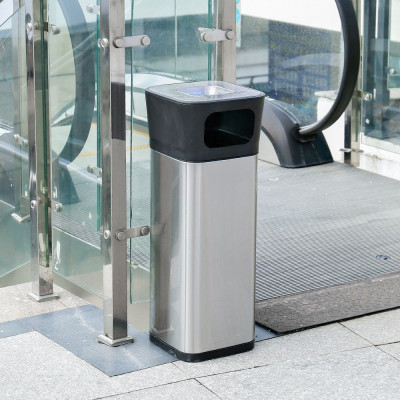 Контейнер для сміття JAH квадратный з попільничкою Срібний металік 25 л (6331)