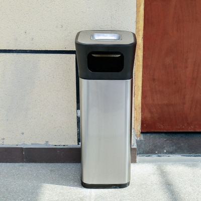 Контейнер для сміття JAH квадратный з попільничкою Срібний металік 25 л (6331)