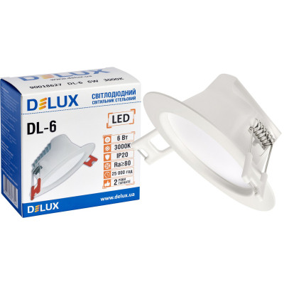 Світильник Delux DL-6 3000К 6Вт 480лм 230В D100мм (90018627)