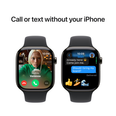 Смарт-годинник Apple Watch Series 10 GPS + Cellular 46mm Slate Titanium Case with Black Sport Band - M/L (MWYE3QH/A)