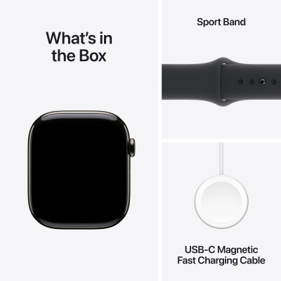 Смарт-годинник Apple Watch Series 10 GPS + Cellular 46mm Slate Titanium Case with Black Sport Band - M/L (MWYE3QH/A)