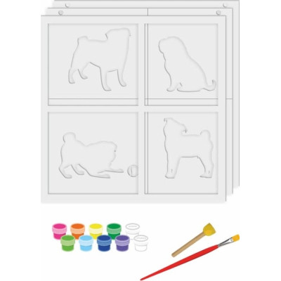 Набір для творчості Rosa Talent 3D 4 Dogs ДВП ґрунтоване, 3 шари, 30 х 30 см (4823098528890)