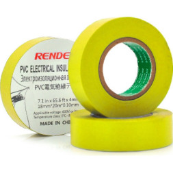 Ізоляційна стрічка Render 0.19мм*16мм*7м Yellow, temp-10+80°С, 2000V, 10 шт. (0,19мм*16мм*7м-Y)