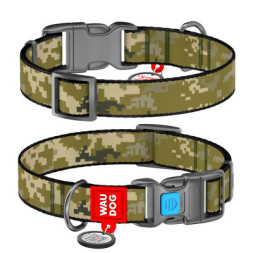 Нашийник для тварин WAUDOG Nylon з QR-паспортом &quot;Мілітарі&quot; пластиковий фастекс XL (283-4026)
