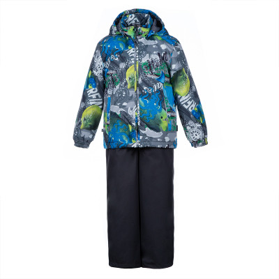 Комплект верхнього одягу дитячий Huppa YOKO 41190014 сірий з принтом/темно-сірий 116 (4741468787053)