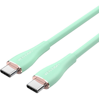 Дата кабель USB-C to USB-C 1.5m 100W Silicone Light Green Vention (TAWGG)