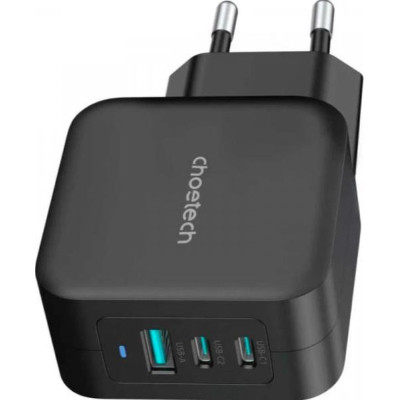Зарядний пристрій Choetech 3xUSB 100W GaN (2хUSB-C+1хUSB-A) Wall Charger black (PD8005-V2-EU-BK)