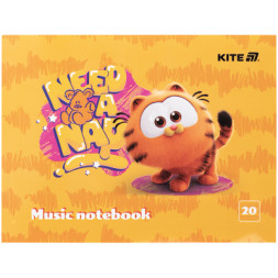Зошит Kite для нот Garfield А5, 20 аркушів (GF25-405)