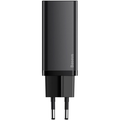 Зарядний пристрій Baseus 2xUSB 65W GaN (USB-C+USB-A) black (CCGAN2L-B01)