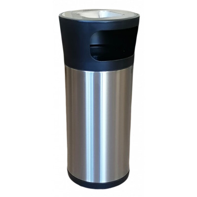 Контейнер для сміття JAH круглий з попільничкою Срібний металік 20 л (6330)