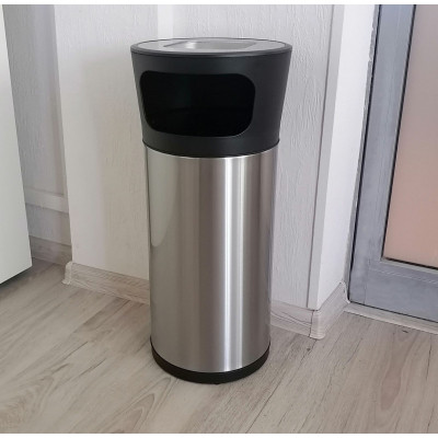 Контейнер для сміття JAH круглий з попільничкою Срібний металік 20 л (6330)