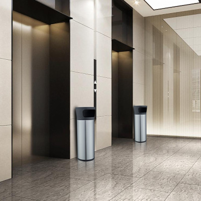 Контейнер для сміття JAH круглий з попільничкою Срібний металік 20 л (6330)