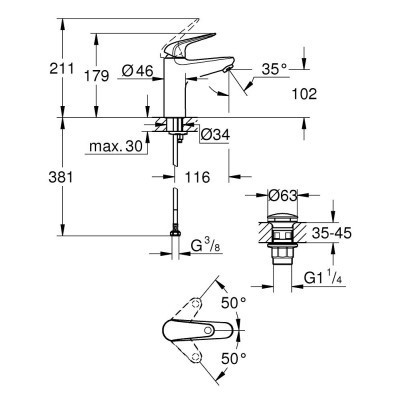 Змішувач Grohe M-Size Euroeco (24267001)