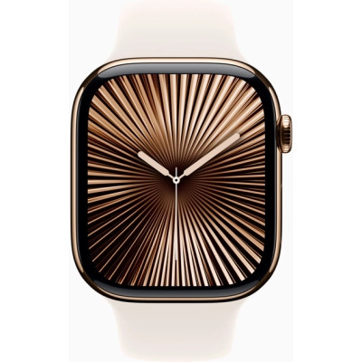 Смарт-годинник Apple Watch Series 10 GPS + Cellular 46mm Gold Titanium Case with Starlight Sport Band - M/L (MWYY3QH/A)