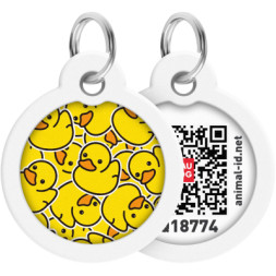 Адресник для тварин WAUDOG Smart ID з QR паспортом &quot;Качечки&quot;, коло 30 мм (230-0204)