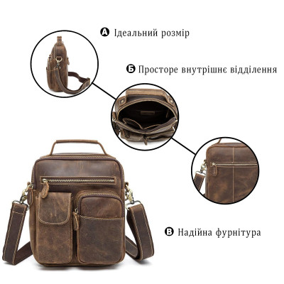 Сумка Vintage Crazy horse Коричнева (14692)