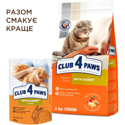 Вологий корм для кішок Club 4 Paws Premium Плюс з кроликом в желе 85 г (4820215369008)