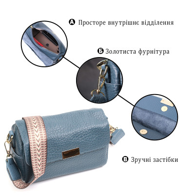 Сумка Vintage Шкіряна жіноча Синя (22402)