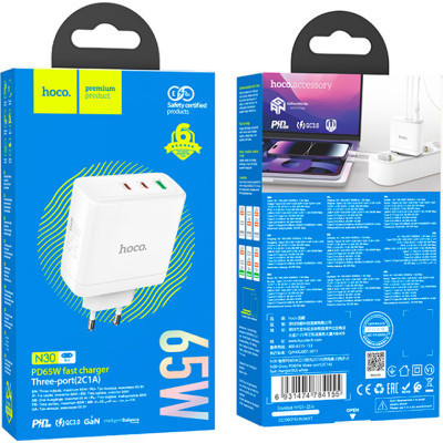 Зарядний пристрій HOCO N30 Glory White (6931474784155)