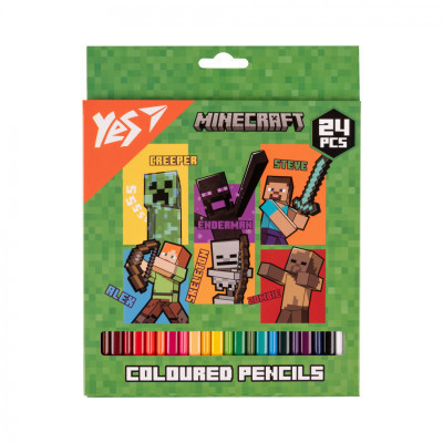 Олівці кольорові Yes 24 кольорів Minecraft Heroes (290740)