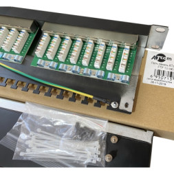 Патч-панель 19&quot; 24хRJ-45 FTP 1U cat.6, в зборі, Organizer Atcom (FP6224)