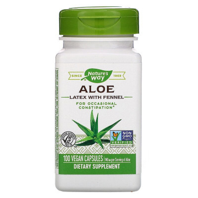 Трави Nature&#039;s Way Алое Віра з фенхелем, 140 мг, Aloe Latex with Fennel, 100 ве (NWY-10150)