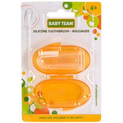 Дитяча зубна щітка Baby Team силіконова щітка-масажер з контейнером (7200_оранжевый)
