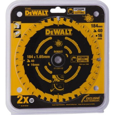 Диск пильний DeWALT EXTREME, 184 х 16 мм, 40 z, ATB, 18 град, універсальне застосування (DT10303)
