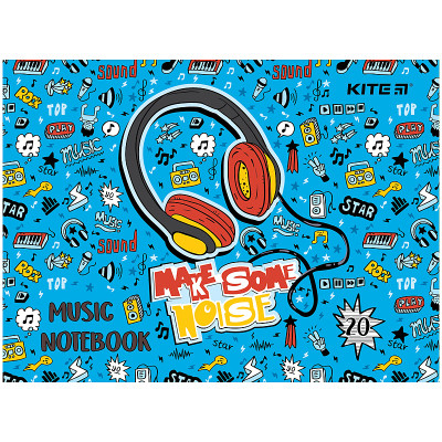 Зошит Kite для нот Headphones А5, 20 аркушів (K24-405)