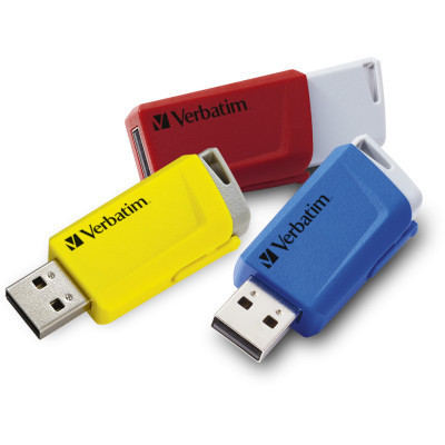 USB флеш накопичувач Verbatim 3x16GB Store &#039;n&#039; Click Red/Blue/Yellow USB 3.2 (49306)