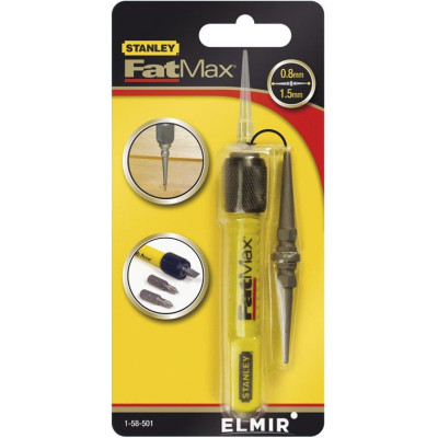 Добійник Stanley FatMax, Interchangeable Nail Set з наконечником D=0,8 мм+1,6 мм, L=76 мм (1-58-501)