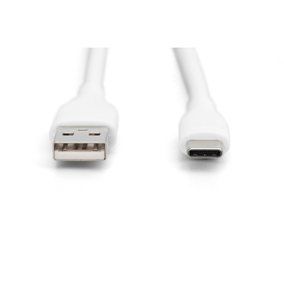 Дата кабель USB 2.0 AM to Type-C 1.0m 60W white Digitus (AK-300340-010-W)